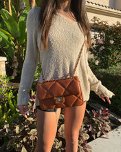 Load image into Gallery viewer, "OC" Brown/Burnt-Orange Quilted Diamond Style Shoulder Bag