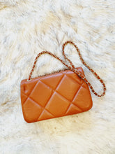 Load image into Gallery viewer, "OC" Brown/Burnt-Orange Quilted Diamond Style Shoulder Bag