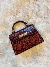 Load image into Gallery viewer, "Sunrise" Dark-Red Snake Skin Print Handbag