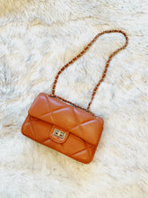 Load image into Gallery viewer, "OC" Brown/Burnt-Orange Quilted Diamond Style Shoulder Bag
