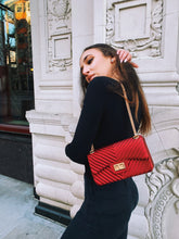 Load image into Gallery viewer, "Sunset" Ruby Chevron Hard Shell Shoulder Purse