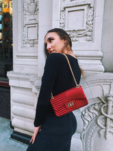 Load image into Gallery viewer, "Sunset" Ruby Chevron Hard Shell Shoulder Purse