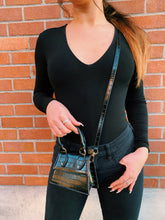 Load image into Gallery viewer, "LA babe" Mini Black faux Crocodile Crossbody