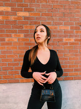 Load image into Gallery viewer, "LA babe" Mini Black faux Crocodile Crossbody