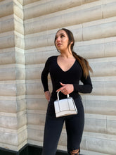 Load image into Gallery viewer, "Jet Setter" Small Top Handle White Crocodile Handbag