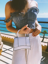 Load image into Gallery viewer, "Jet Setter" Small Top Handle White Crocodile Handbag