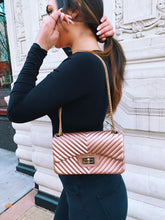 Load image into Gallery viewer, "Hollywood Glam" Blush Pink Chevron Hard Shelled Purse