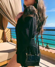 Load image into Gallery viewer, "LA babe" Mini Black faux Crocodile Crossbody