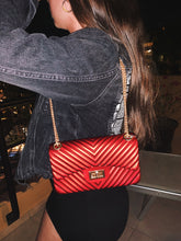 Load image into Gallery viewer, "Sunset" Ruby Chevron Hard Shell Shoulder Purse