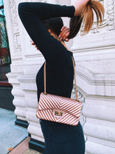 Load image into Gallery viewer, "Hollywood Glam" Blush Pink Chevron Hard Shelled Purse