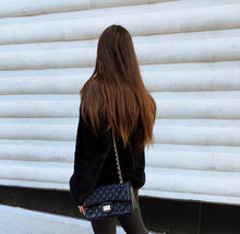 Load image into Gallery viewer, "Beverly" Black Quilted Patten Large Crossbody