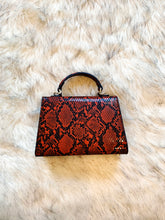 Load image into Gallery viewer, "Sunrise" Dark-Red Snake Skin Print Handbag