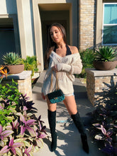 Load image into Gallery viewer, "Crystal Cove" Emerald Velvet Quilted Shoulder Purse (LIMITED EDITION)