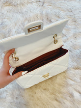 Load image into Gallery viewer, "Coastal" White Quilted Diamond Style Shoulder Bag