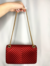 Load image into Gallery viewer, "Sunset" Ruby Chevron Hard Shell Shoulder Purse