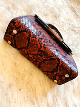 Load image into Gallery viewer, &quot;Sunrise&quot; Dark-Red Snake Skin Print Handbag
