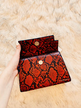 Load image into Gallery viewer, &quot;Sunrise&quot; Dark-Red Snake Skin Print Handbag
