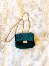 Load image into Gallery viewer, &quot;Crystal Cove&quot; Emerald Velvet Quilted Shoulder Purse (LIMITED EDITION)
