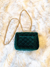 Load image into Gallery viewer, &quot;Crystal Cove&quot; Emerald Velvet Quilted Shoulder Purse (LIMITED EDITION)
