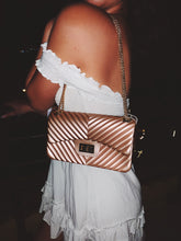 Load image into Gallery viewer, &quot;Hollywood Glam&quot; Blush Pink Chevron Hard Shelled Purse

