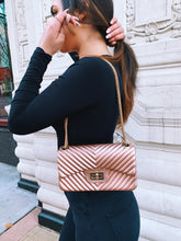 Load image into Gallery viewer, &quot;Hollywood Glam&quot; Blush Pink Chevron Hard Shelled Purse
